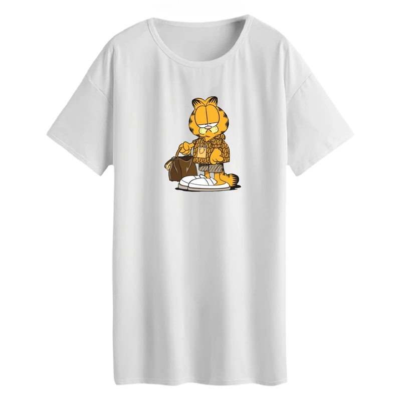 تی شرت لانگ زنانه مدل گارفیلد مارک پوش