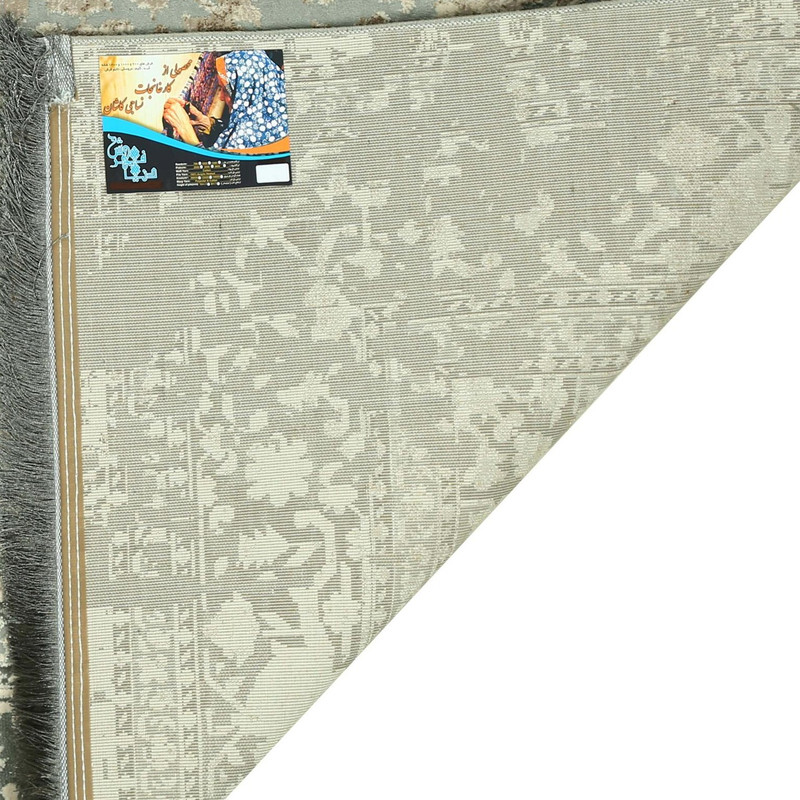 فرش ماشینی 440 شانه دنیای فرش زمینه و حاشیه سیلور مدل فانتزی کد 554