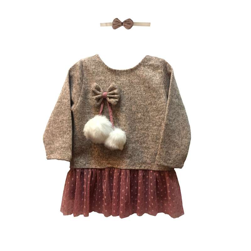 ست پیراهن و هدبند نوزادی دخترانه کد 3000 