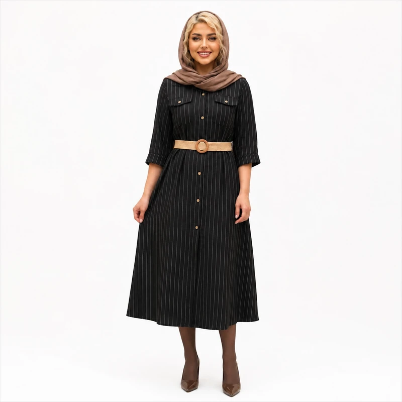 مانتو زنانه مدل دیپلمات راه‌راه صوفیا ژاکارد 100052