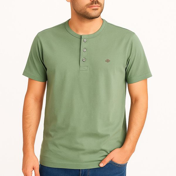 تی‌شرت آستین کوتاه مردانه مدل سه دکمه