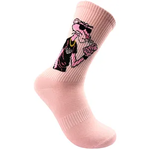 جوراب ساق بلند مدل پلنگ صورتی کد P42