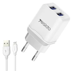 شارژر دیواری یسیدو مدل YC12 به همراه کابل تبدیل microUSB