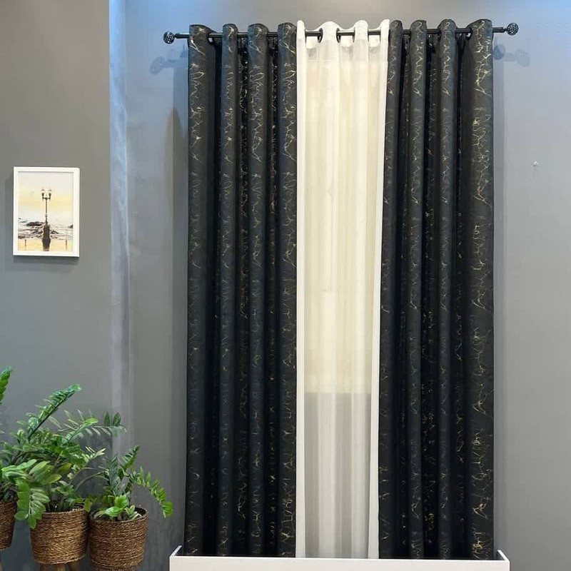 پرده مدل پانچی مخمل طلاکوب و حریر ساده کد q20 سایز 140x275 سانتی متر