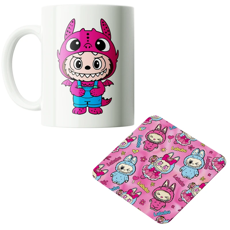 ماگ پاد آفرین مدل عروسک لبوبو کد PZ438 به همراه زیرلیوانی