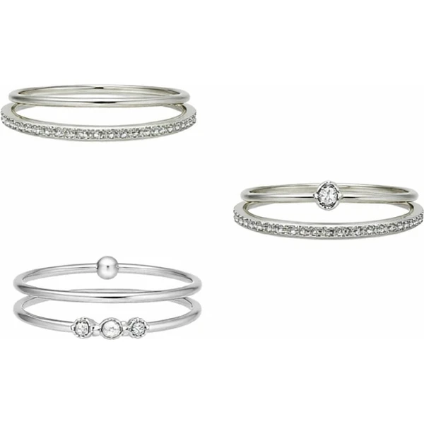 بند انگشتی زنانه مدل رینگی و نگینی و تک تاش بسته 6 عددی