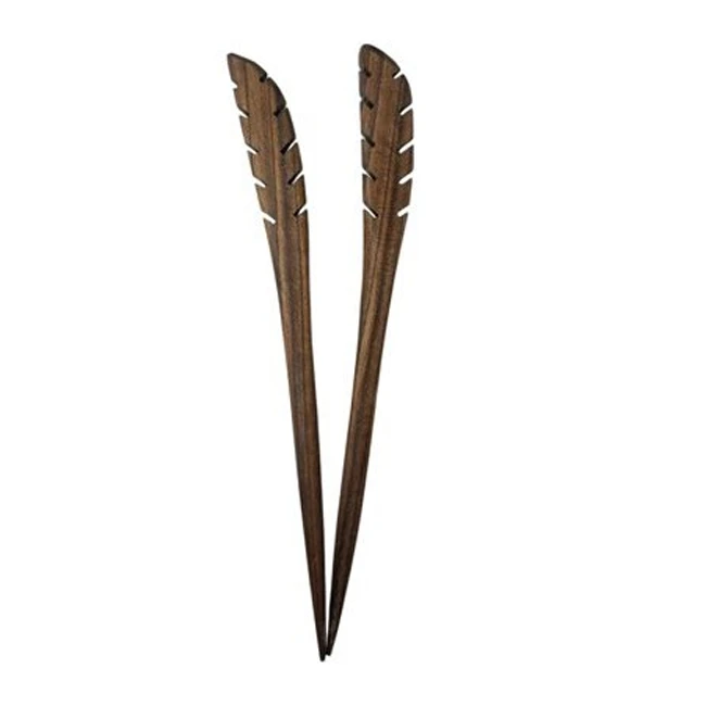 گیره مو زنانه مدل کانزاشی چوبی بسته 2 عددی