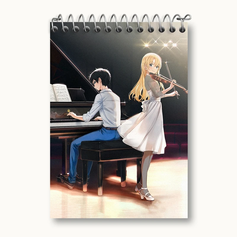 دفتر یادداشت 50 برگ خندالو مدل آریما و کائوری انیمه دروغ تو در آوریل کد 32458