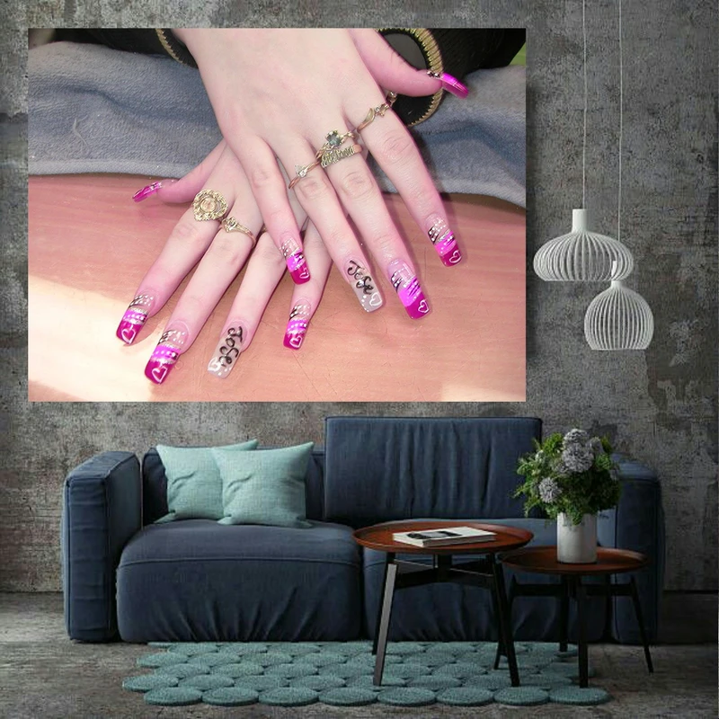 پوستر مدل بک لایت آرایشگاه زنانه طرح کاشت ناخن کد AR2590