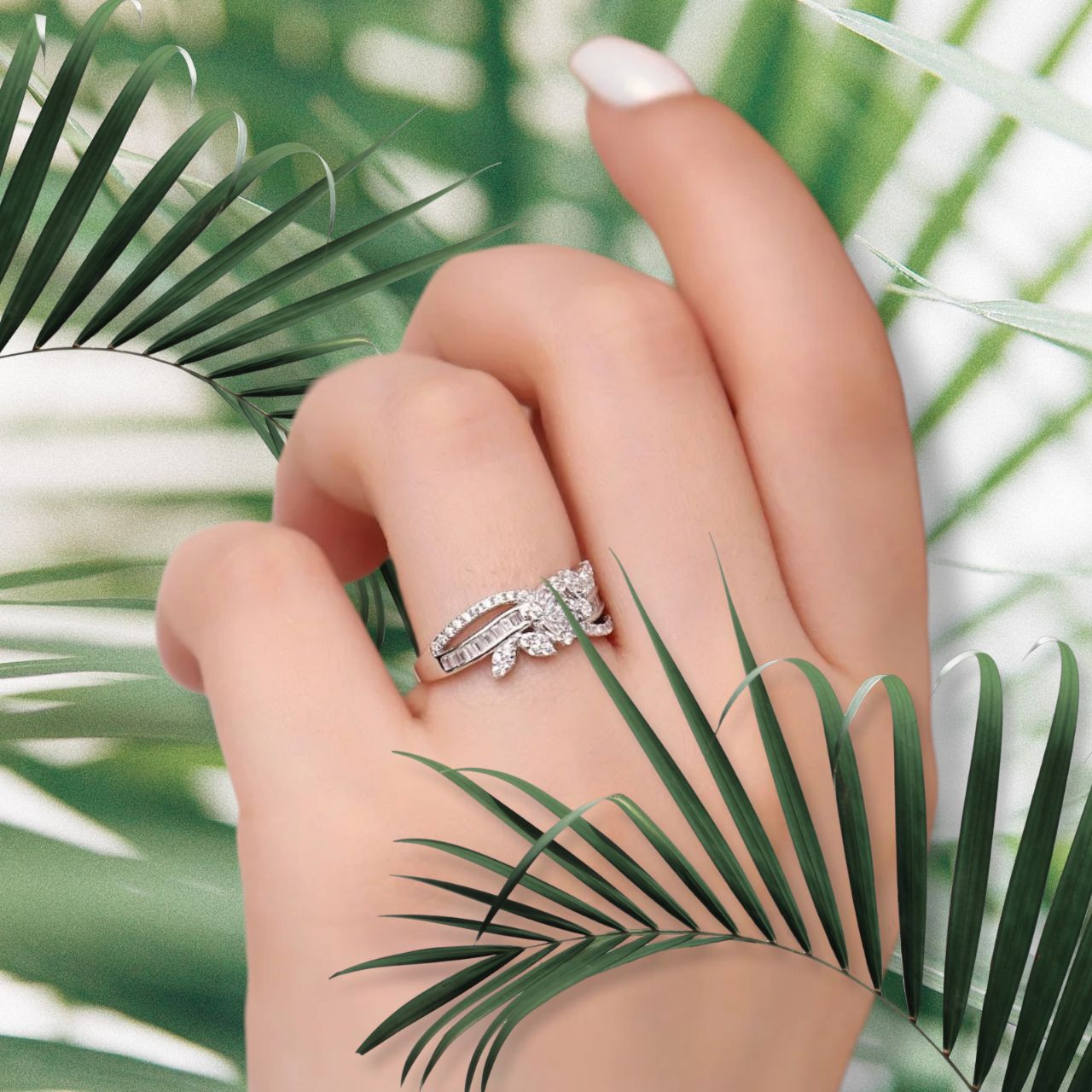 انگشتر نقره زنانه رضازاده مدل گل دار پشت باز -0101