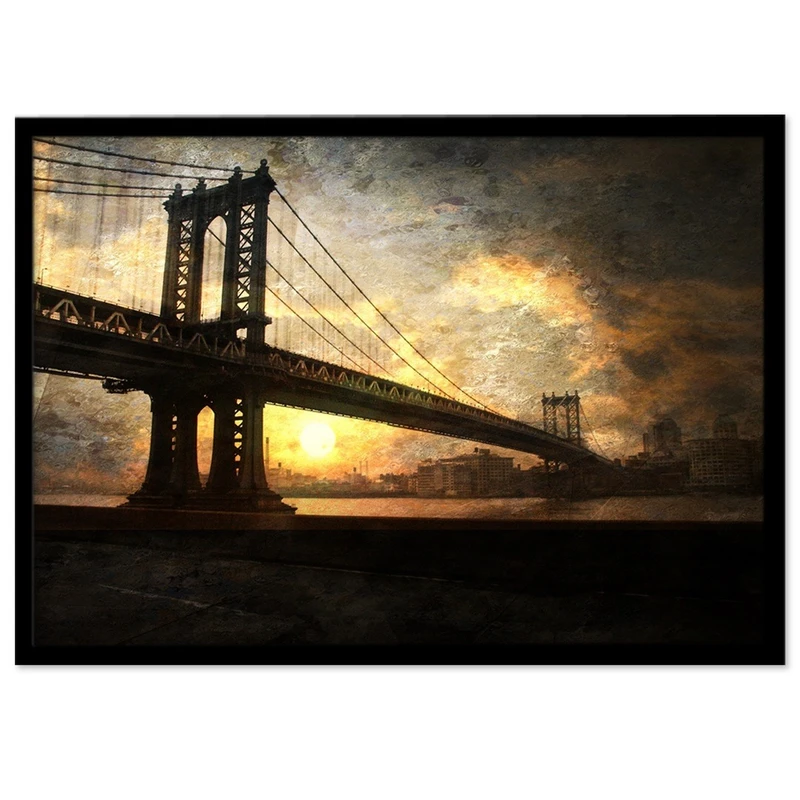 تابلو نوری بکلیت طرح منظره شهر و پل مدل B-S1590