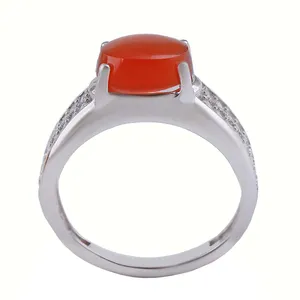 انگشتر نقره زنانه بازرگانی میلادی مدل عقیق آبکاری رادیوم قالب جواهری کد AWR_1454