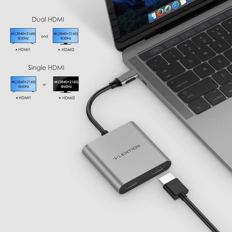 مبدل USB-C به HDMI/HDMI لنشن مدل C53Elite 2