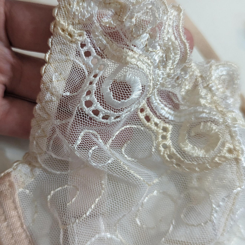 سوتین زنانه پانیذ مدل فنردار گیپوری هارنس دار کد 66394 رنگ کرم