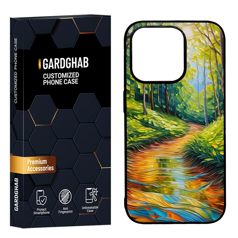 کاور گارد قاب مدل دورژله ای پشت گلس هنری مناسب برای گوشی موبایل اپل iPhone15 pro