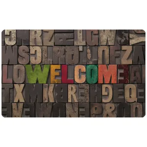 پادری مدل سه لایه رویه مخمل طرح Welcome کد 1303 سایز 75x45 سانتی متر