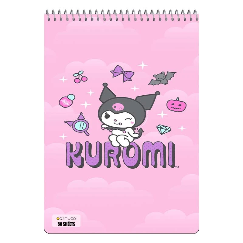 دفتر نقاشی 50 برگ سیمی کارنیکا طرح مای ملودی و کورومی My Melody & Kuromi کد 85648