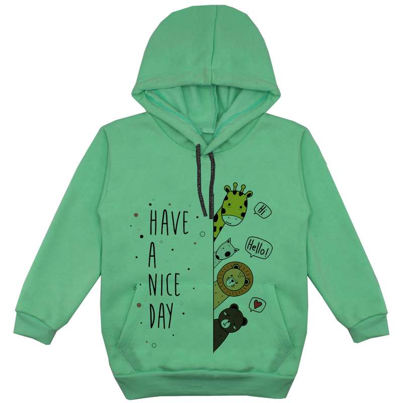 هودی پسرانه مدل حیوانات کد F217 رنگ سبز