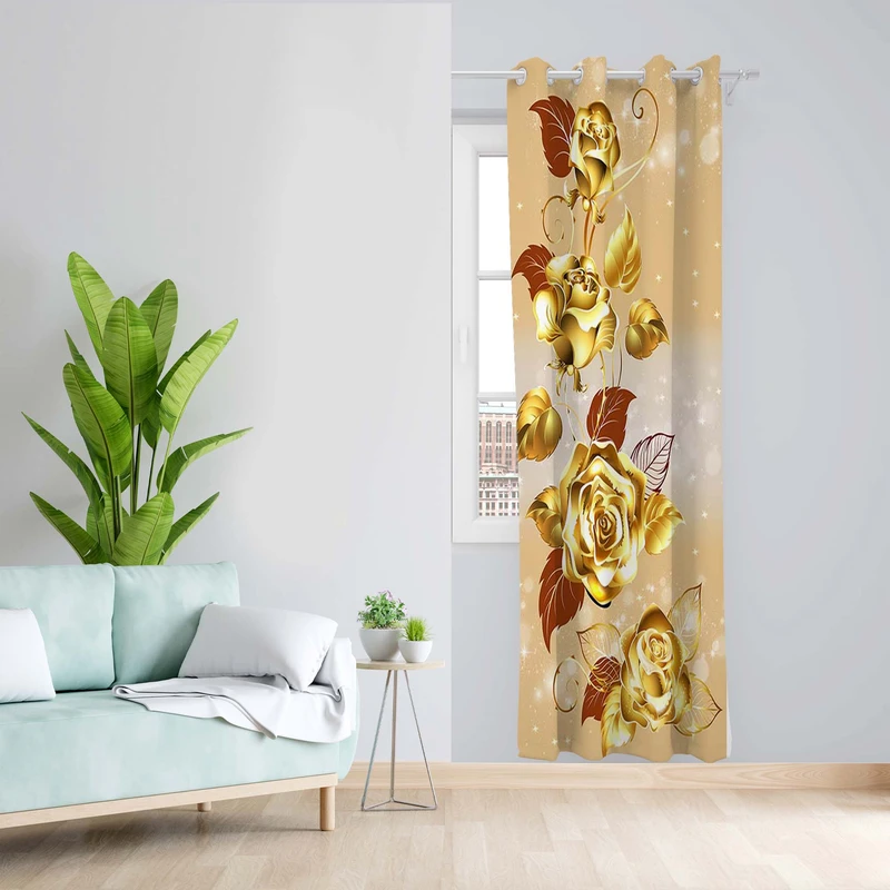 پرده طرح گل مدل مخمل پانچی کد 5105L z سایز 140x200 سانتی متر