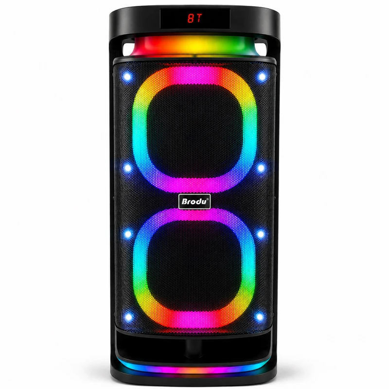 اسپیکر بلوتوثی قابل حمل برودو مدل KARAOKE BOX Dual 8inch 