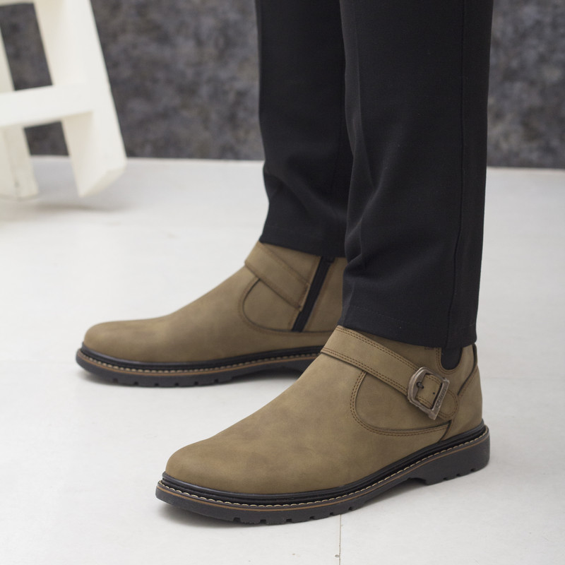 نیم بوت مردانه مدل شیکاگو رنگ کرم