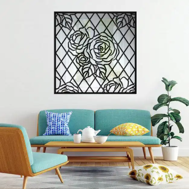 آینه پلکسی گلس طرح گل رز