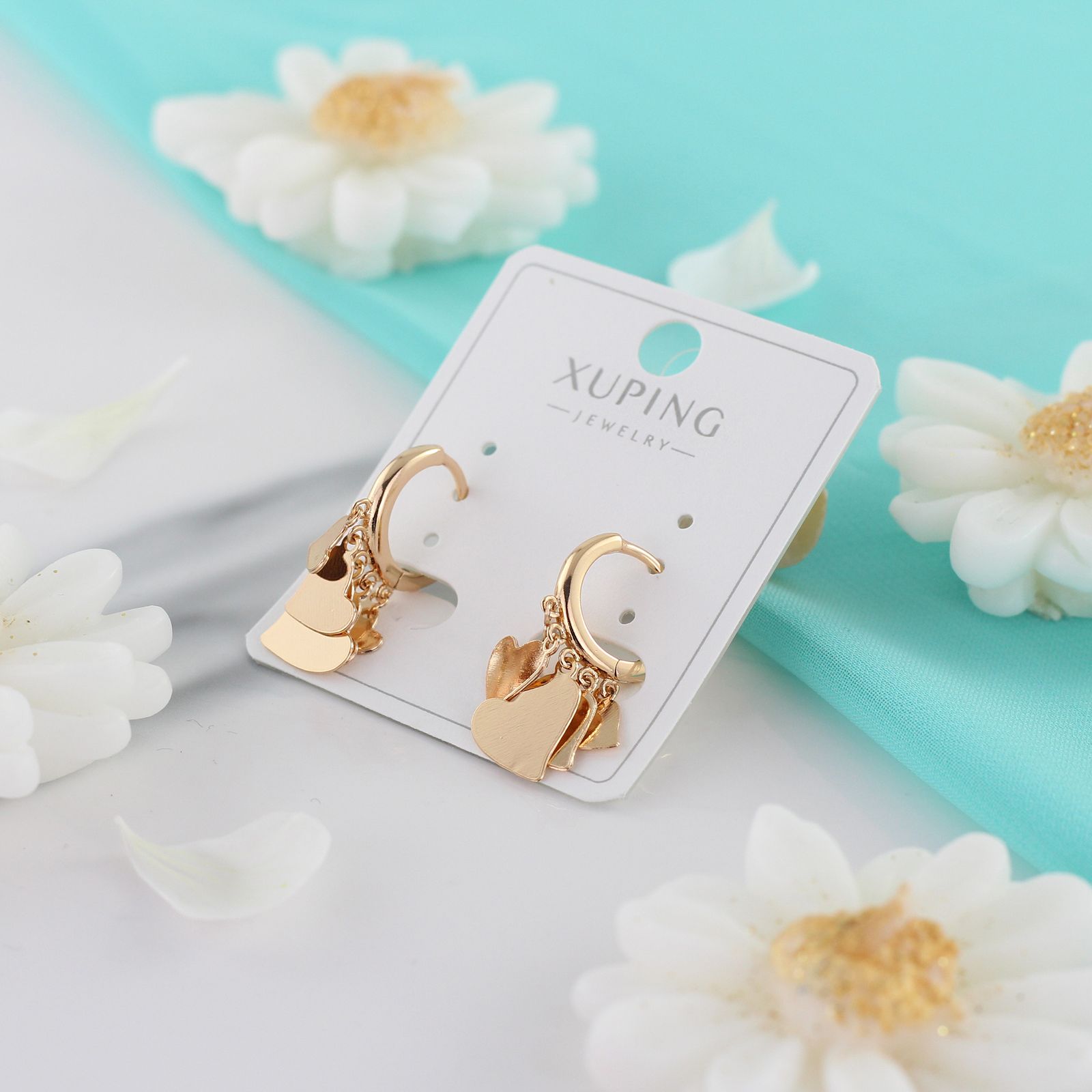 گوشواره زنانه ژوپینگ مدل قلب کد U103 -  - 2