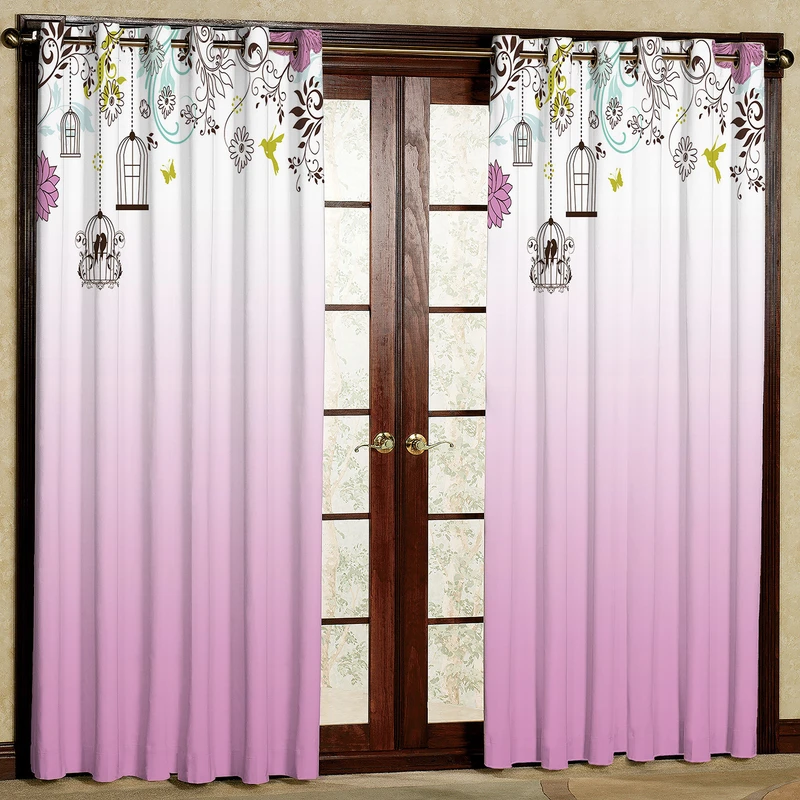 پرده طرح قفس و پرنده مدل مخمل پانچی کد 2_1739 W سایز 140x202 سانتی متر