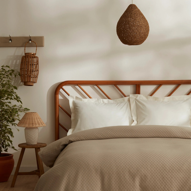 روتختی یک نفره کاراجا هوم مدل Doğasever Lorena Bej Bambu Pike T.K  سایز 230x160 سانتی‌متر