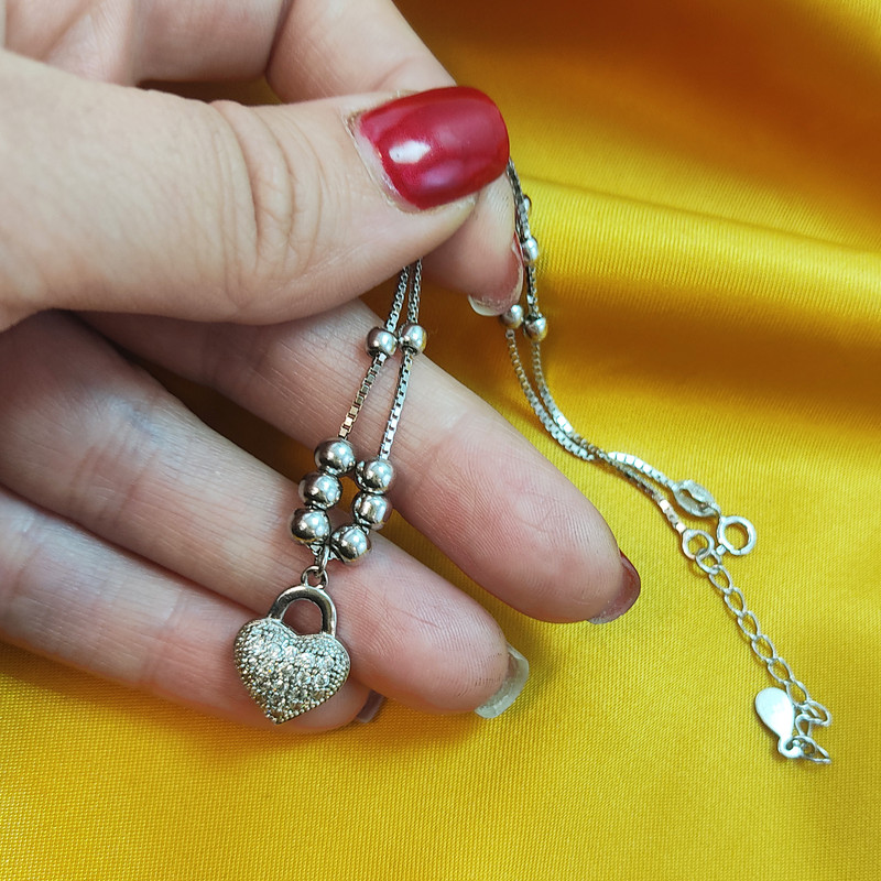 پابند نقره زنانه مدل قلب کد TG10008