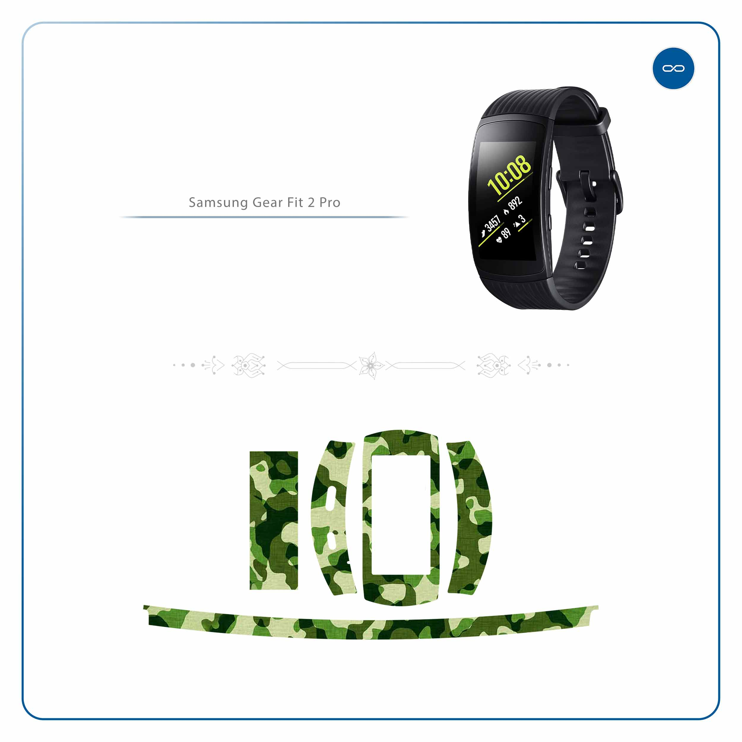 برچسب ماهوت طرح Army-Green-2 مناسب برای ساعت هوشمند سامسونگ Galaxy Gear Fit 2 Pro