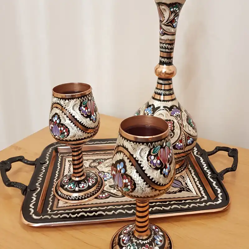 سینی میناکاری مسی مدل6 نفره کد 082