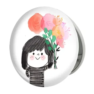 آینه جیبی خندالو طرح دخترونه مدل تاشو کد 6093 