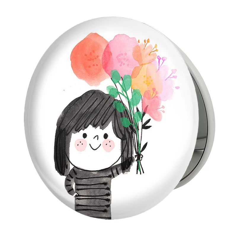 آینه جیبی خندالو طرح دخترونه مدل تاشو کد 6093 