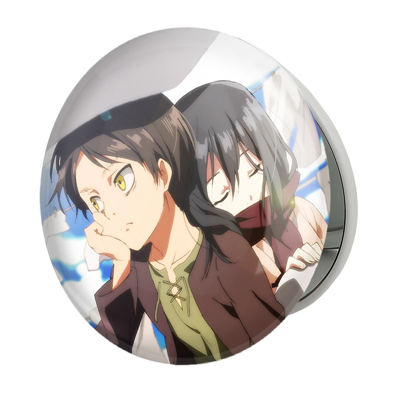 آینه جیبی خندالو طرح میکاسا و ارن انیمه اتک آن تایتان Attack on Titan مدل تاشو کد 11012 