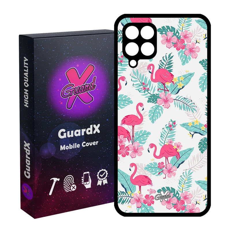 کاور گارد ایکس طرح فلامینگو مدل Glass10274 مناسب برای گوشی موبایل سامسونگ Galaxy A12