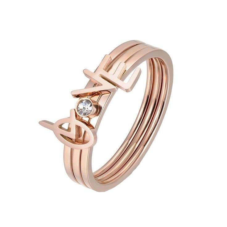  انگشتر طلا 18 عیار زنانه قیراط طرح Love کد GH3164