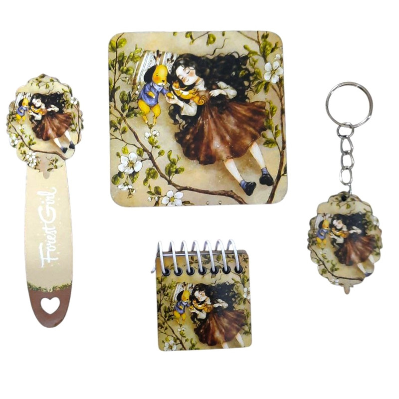 بسته لوازم تحریر مدل دختر جنگل و سگ کد mn 04