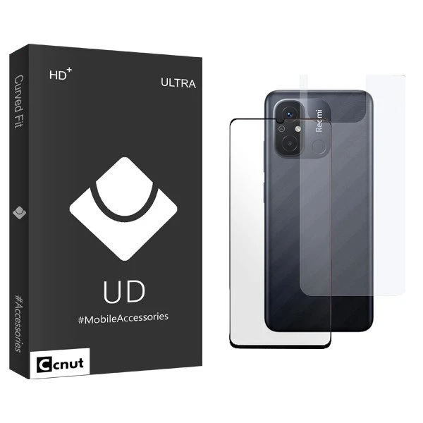 محافظ صفحه نمایش شیشه ای کوکونات مدل UDB مناسب برای گوشی موبایل شیائومی Redmi 12c  به همراه محافظ پشت گوشی