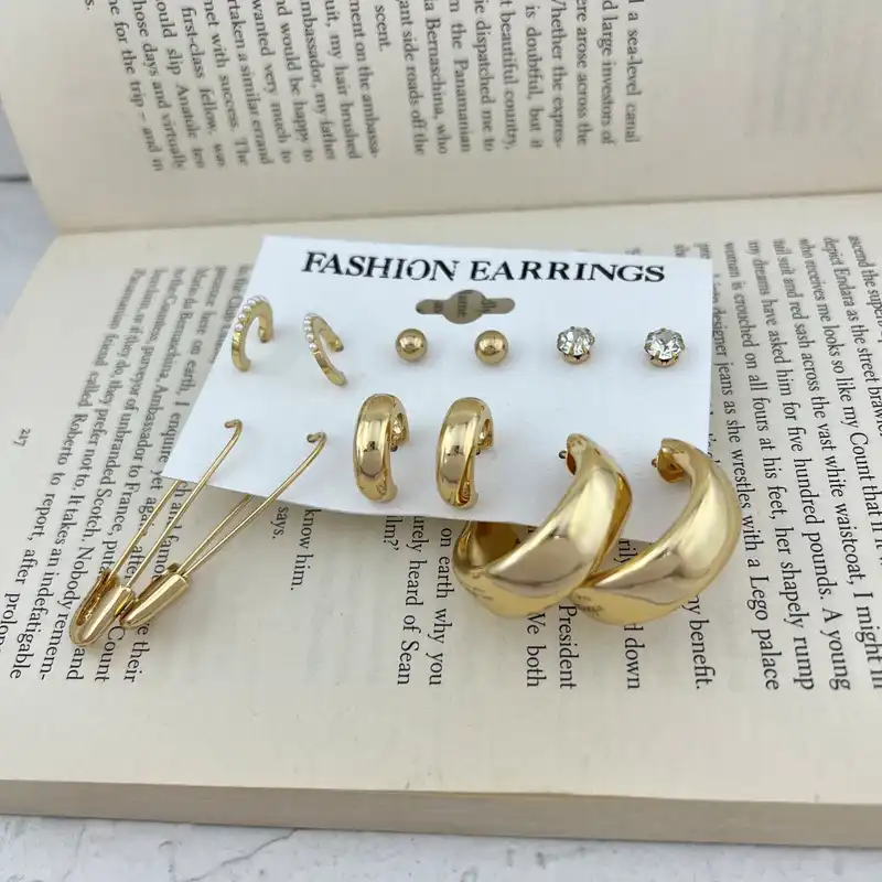 گوشواره زنانه مدل E5253 مجموعه 5 عددی