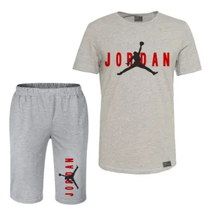 ست تی شرت و شلوارک مردانه مدل  B6 رنگ طوسی