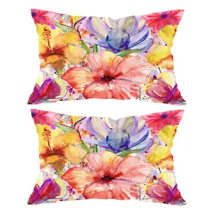 رو بالشی مدل مخمل طرح گل شیپوری کد 1218 مجموعه دو عددی