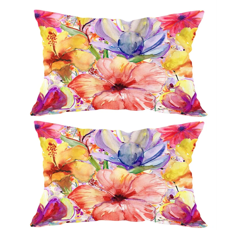 رو بالشی مدل مخمل طرح گل شیپوری کد 1218 مجموعه دو عددی