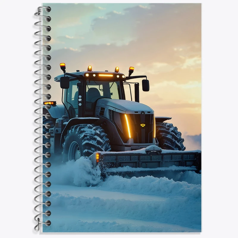 دفتر زبان 50 برگ خندالو مدل سه خط طرح بولدوزر (Bulldozer) کد F5232