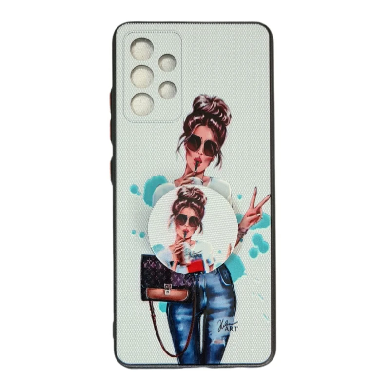 کاور طرح دخترانه کد 373 مناسب برای گوشی موبایل سامسونگ Galaxy A32 4G به همراه پاپ سوکت