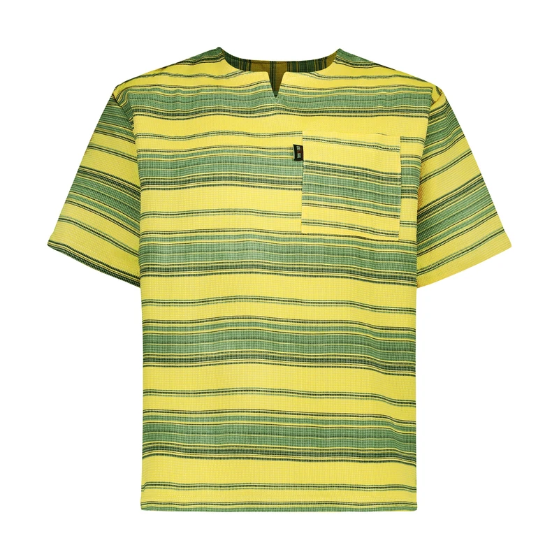 تی‌شرت آستین کوتاه مردانه مدل کنفی راه راه پهن کد T-YEL