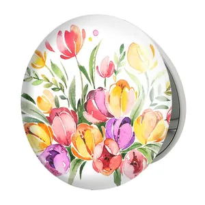 آینه جیبی خندالو طرح گل مدل تاشو کد 5468 