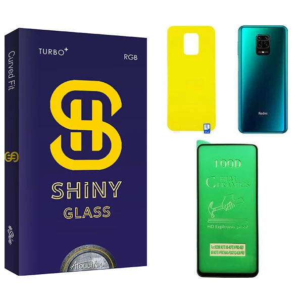 محافظ صفحه نمایش سرامیکی آتوچبو مدل Shiny مناسب برای گوشی موبایل شیائومی Redmi Note 9s به همراه محافظ پشت گوشی