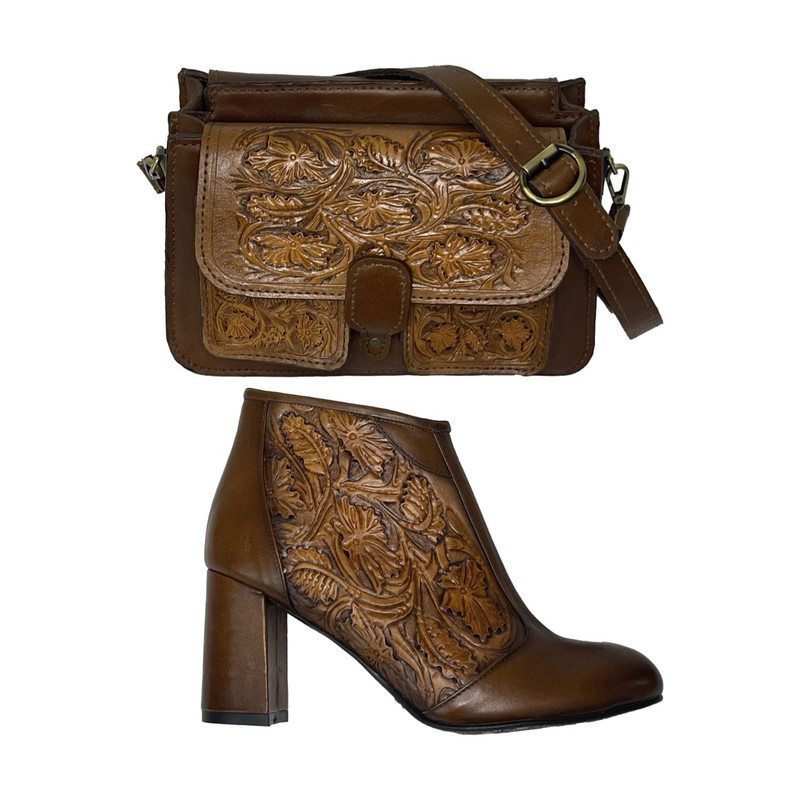 ست کیف و کفش زنانه مدل قلم زنی