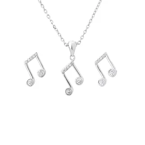 نیم ست نقره زنانه طرح نت موسیقی مدل NS-320